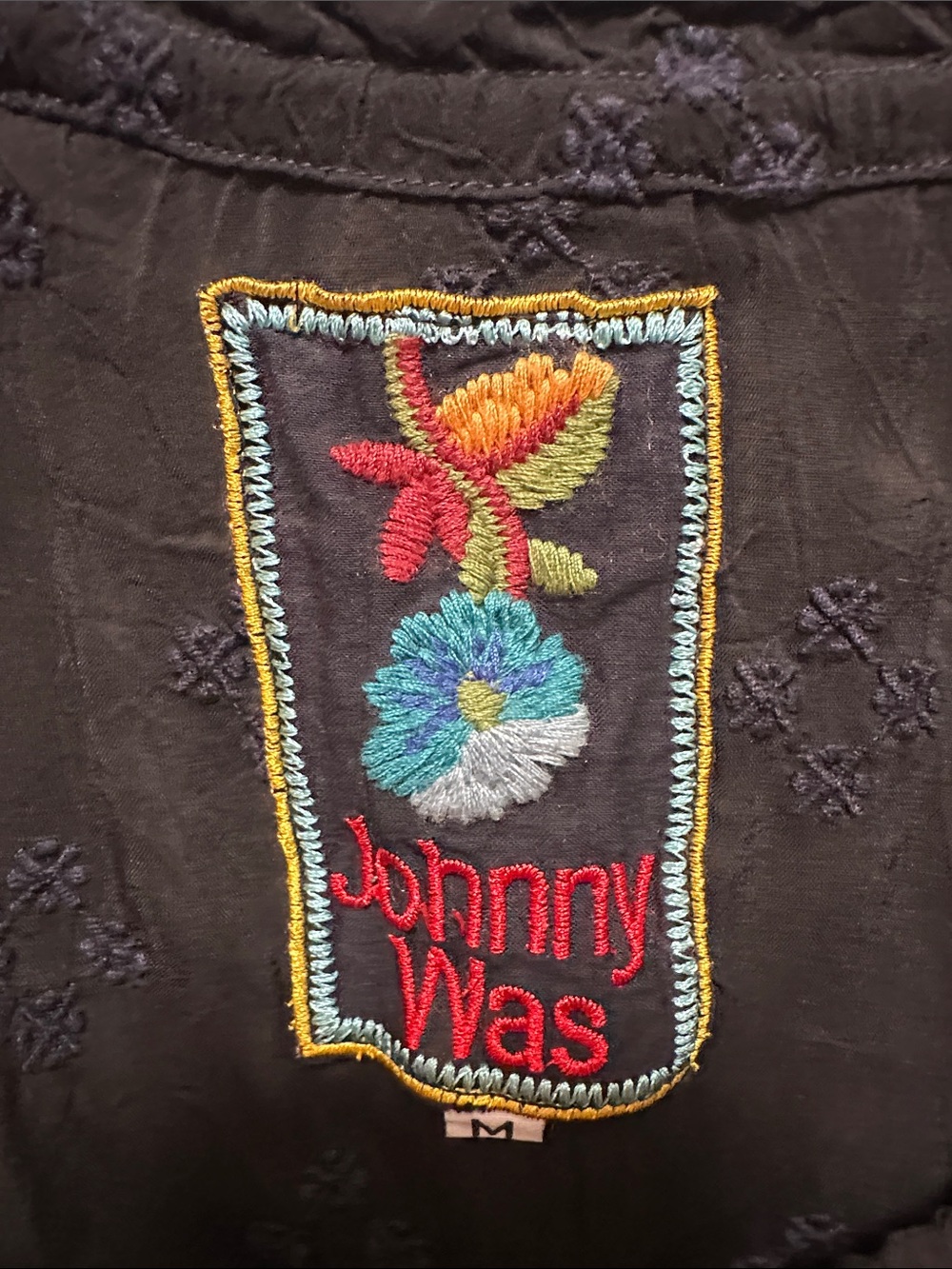 Johnny Was Black Embroidered Boho Peasant Tunic - Picture 2 of 6